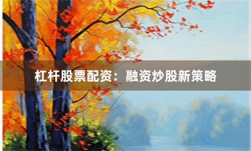 杠杆股票配资：融资炒股新策略
