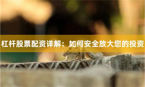杠杆股票配资详解：如何安全放大您的投资